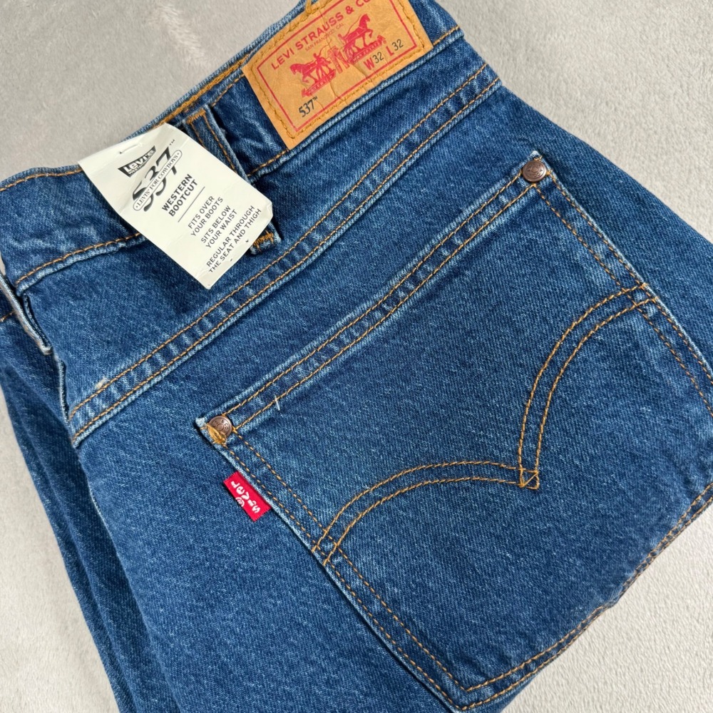 Levi's 537 Western Bootcut Jeans Mens 32x32 Blue Medium Wash Stretch Denim